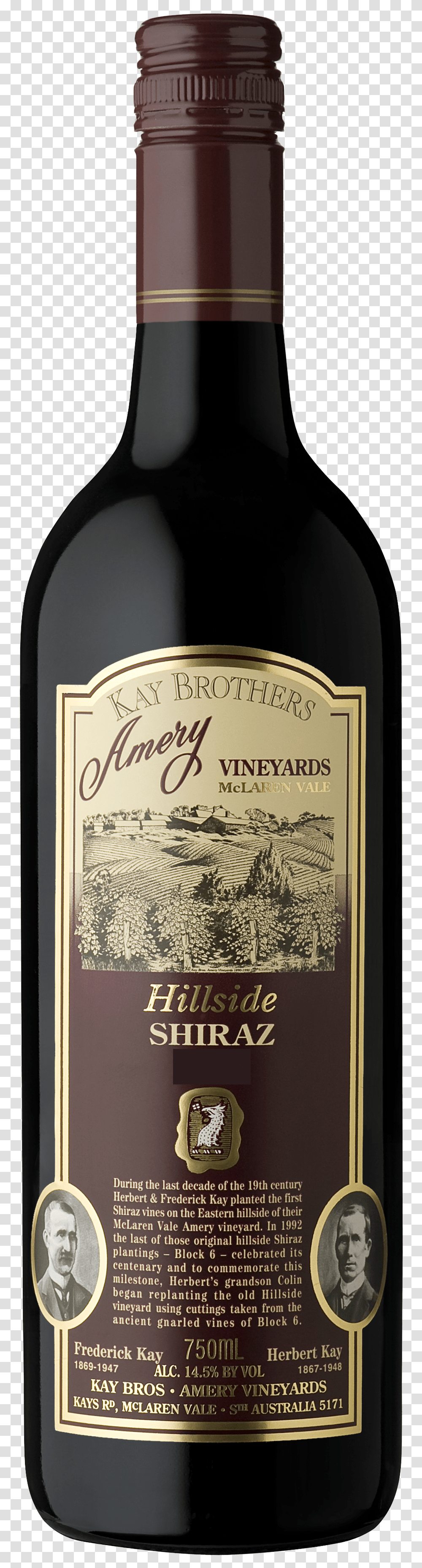 Kay Brothers Hillside Shiraz Kay Brothers Hill Side Shiraz 2016, Alcohol, Beverage, Drink, Wine Transparent Png