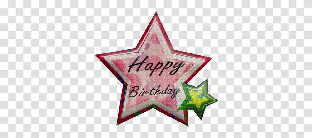 Kazcreations Logo Text Happy Birthday Picmix Stars To Cut Out Silver, Symbol, Star Symbol, Label, Rug Transparent Png