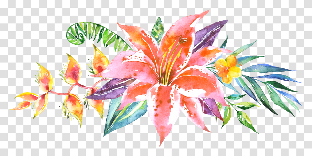 Kb V Flowers In A Line Watercolor Transparent Png