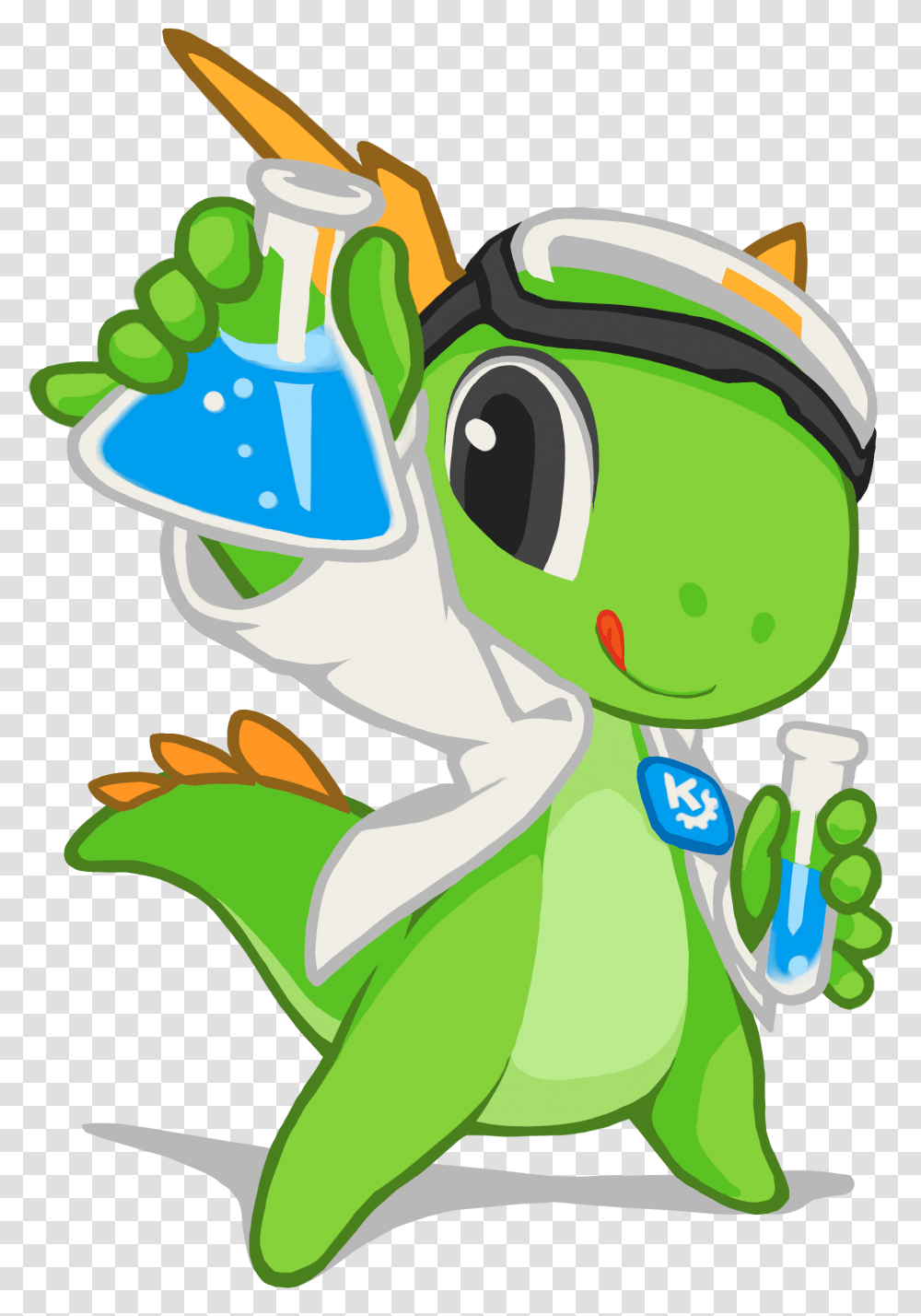 Kde Mascot Konqi For Science And Experimental Applications Science, Green, Drawing Transparent Png