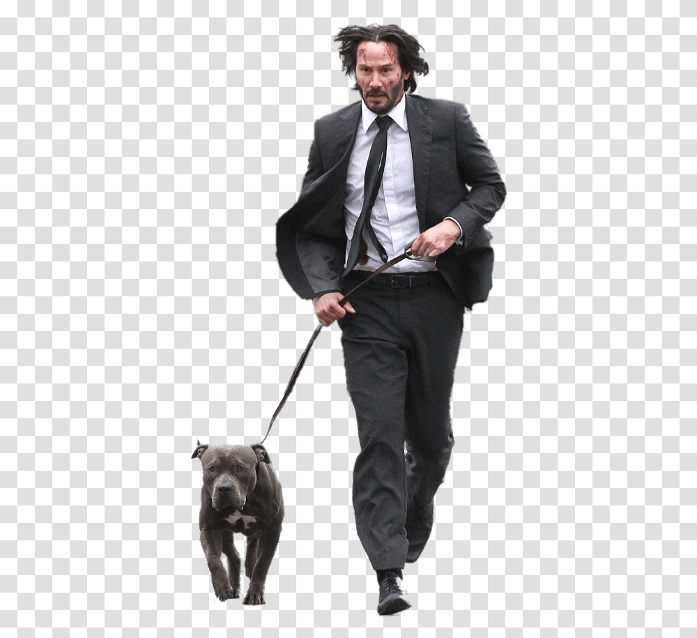 Keanu Reeves Film Scene With Dog John Wick, Tie, Accessories, Person Transparent Png