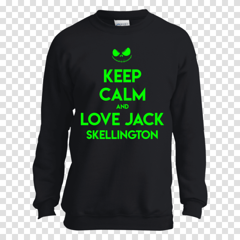 Keep Calm Amd Love Jack Skellington Youth Ls Shirtsweatshirt, Apparel, Sleeve, Long Sleeve Transparent Png