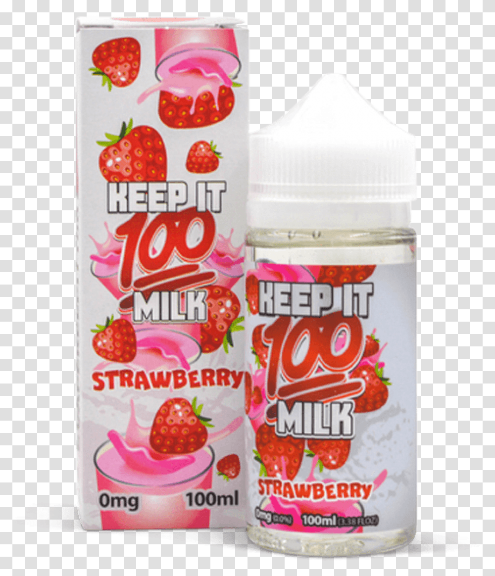 Keep It 100 100ml Strawberry Milk Keep It Milk Strawberry, Ketchup, Food, Cosmetics, Plant Transparent Png