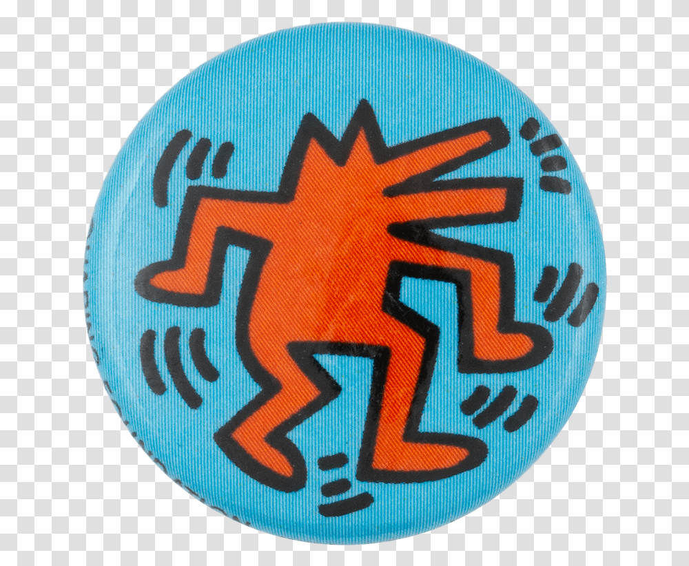 Keith Haring Dancing Barking Dog Art Button Museum Keith Haring Dog Art, Logo, Trademark, Rug Transparent Png