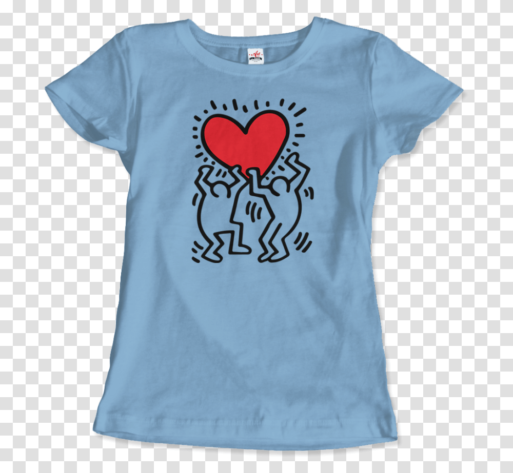 Keith Haring Men Holding Heart Icon Blue, Clothing, Apparel, Sleeve, T-Shirt Transparent Png