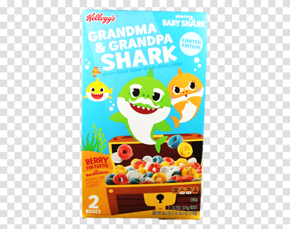 Kelloggs Baby Shark CerealData Zoom Cdn Mommy And Daddy Shark Cereal, Advertisement, Poster, Flyer, Paper Transparent Png