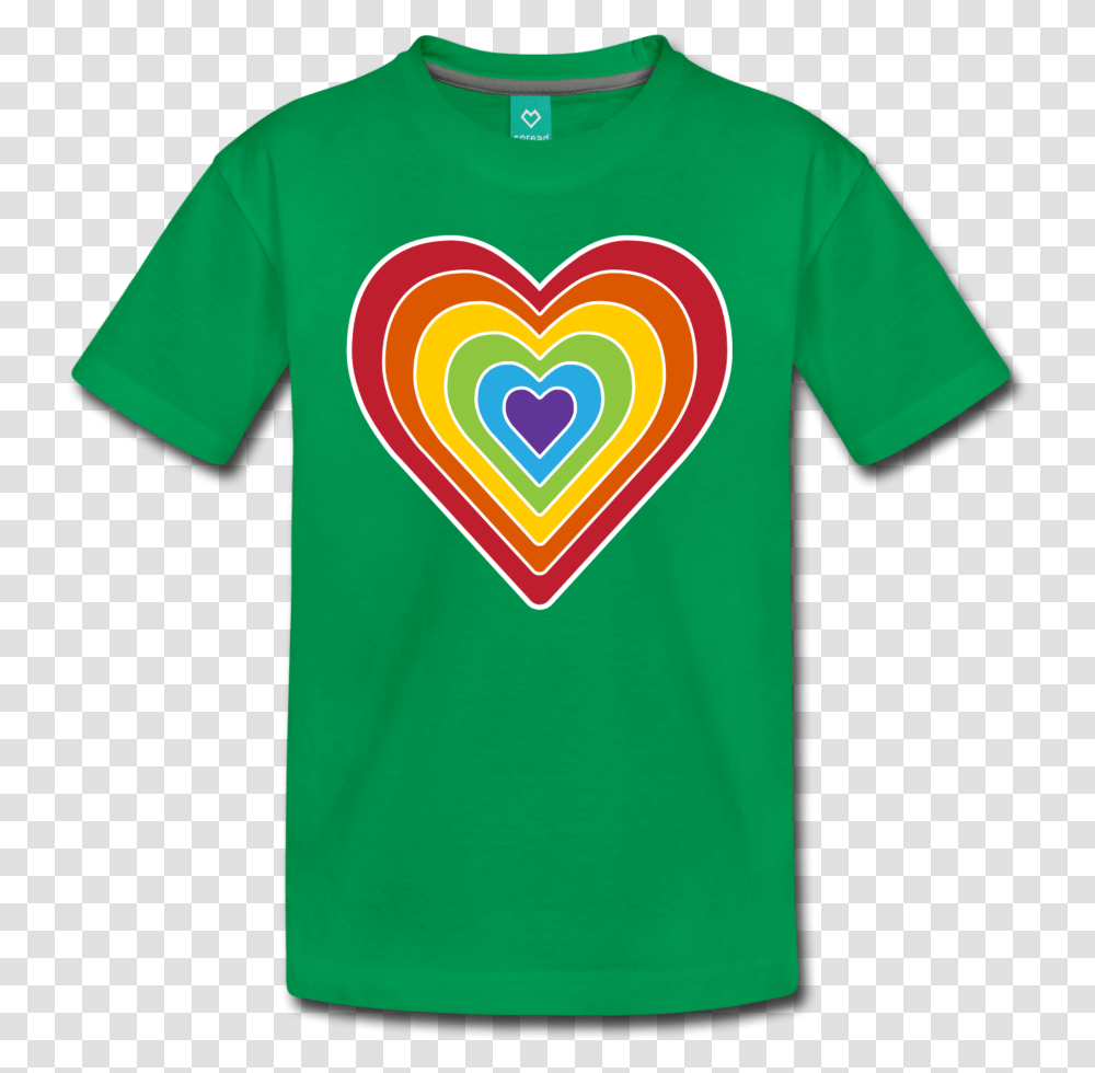 Kelly Green Youth S Rainbow Heart, Clothing, Apparel, T-Shirt, Hand Transparent Png