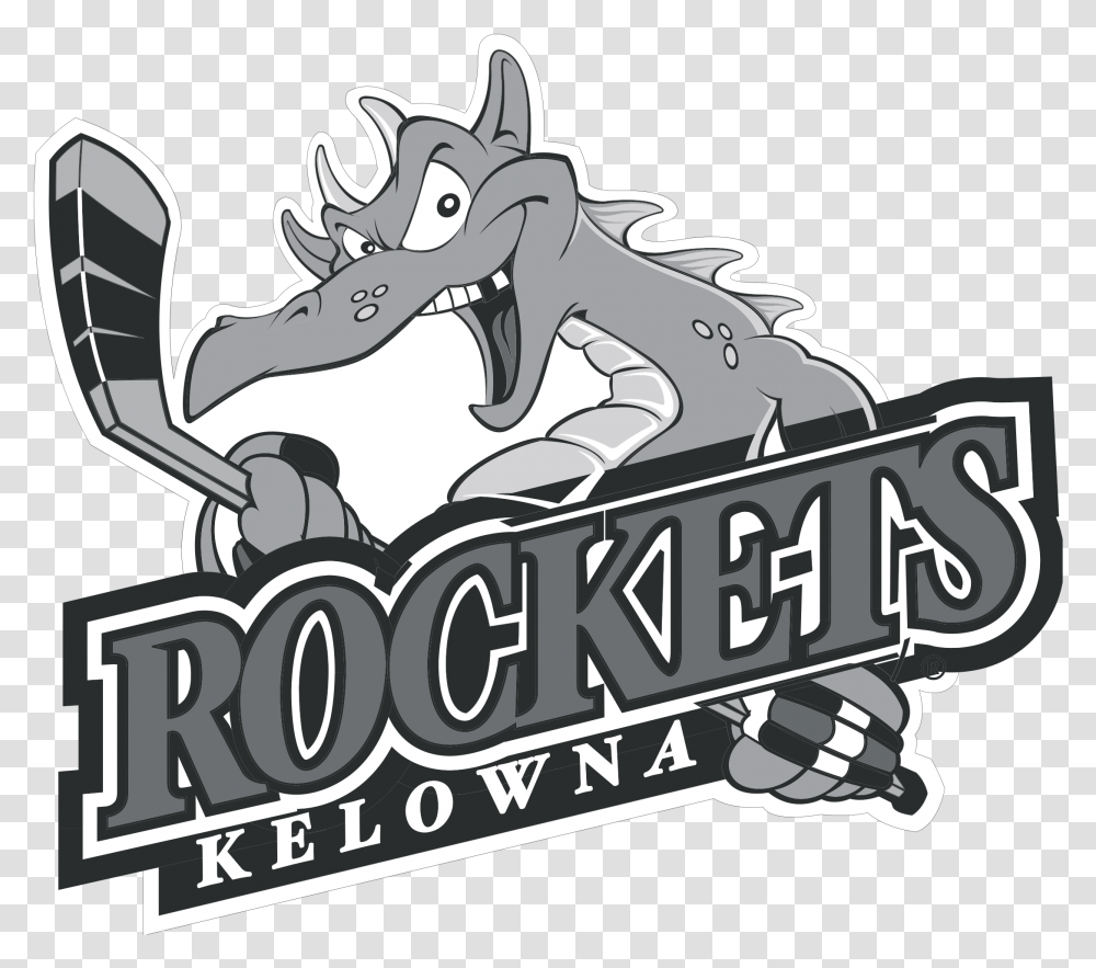 Kelowna Rockets Black And White Logo, Dragon, Trademark Transparent Png