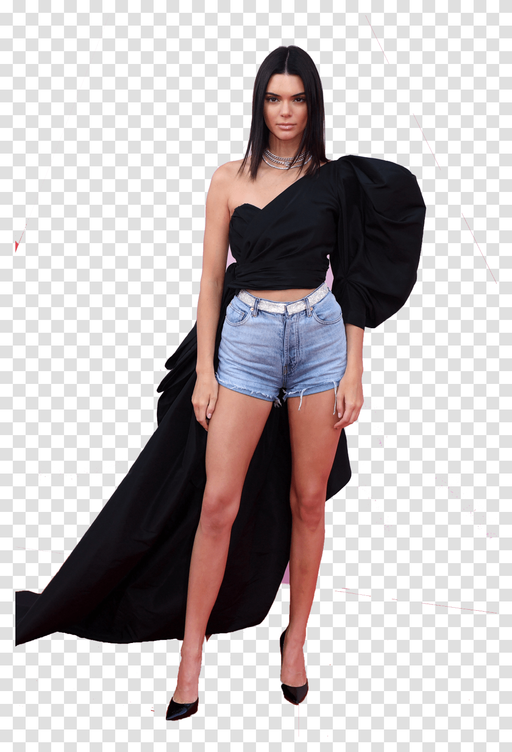 Kendall Jenner Kendall Jenner Jean Shorts, Person, Sleeve, Footwear Transparent Png