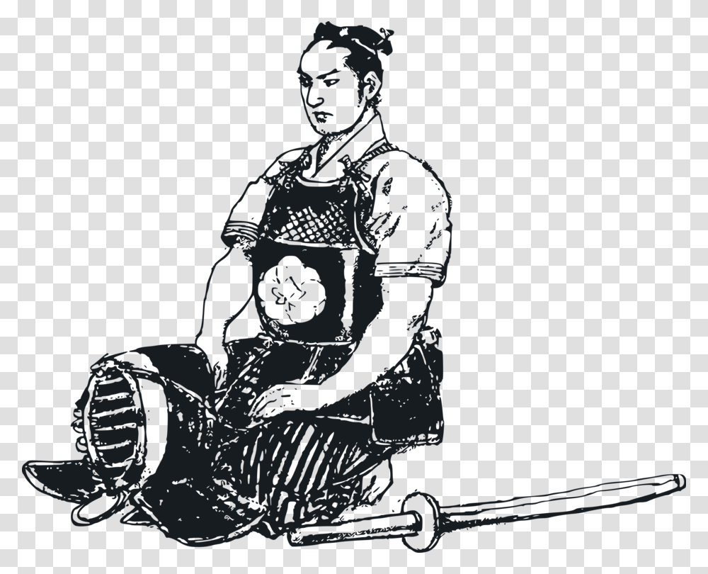 Kendo Martial Arts Sports Karate Drawing, Person, Human, Kneeling, Knight Transparent Png