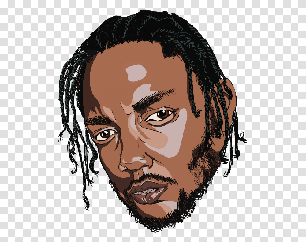 Kendrick Lamar Stylised Portrait Cartoon Art Kendrick Lamar, Face, Person, Head, Smile Transparent Png