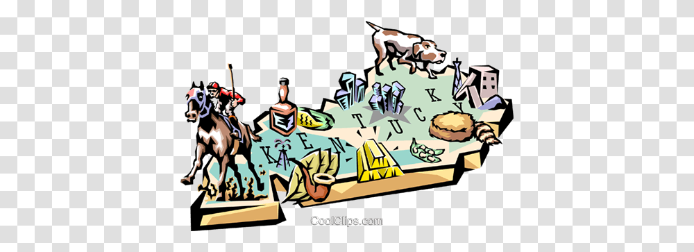 Kentucky Vignette Map Royalty Free Vector Clip Art Illustration, Horse, Mammal, Animal, Person Transparent Png