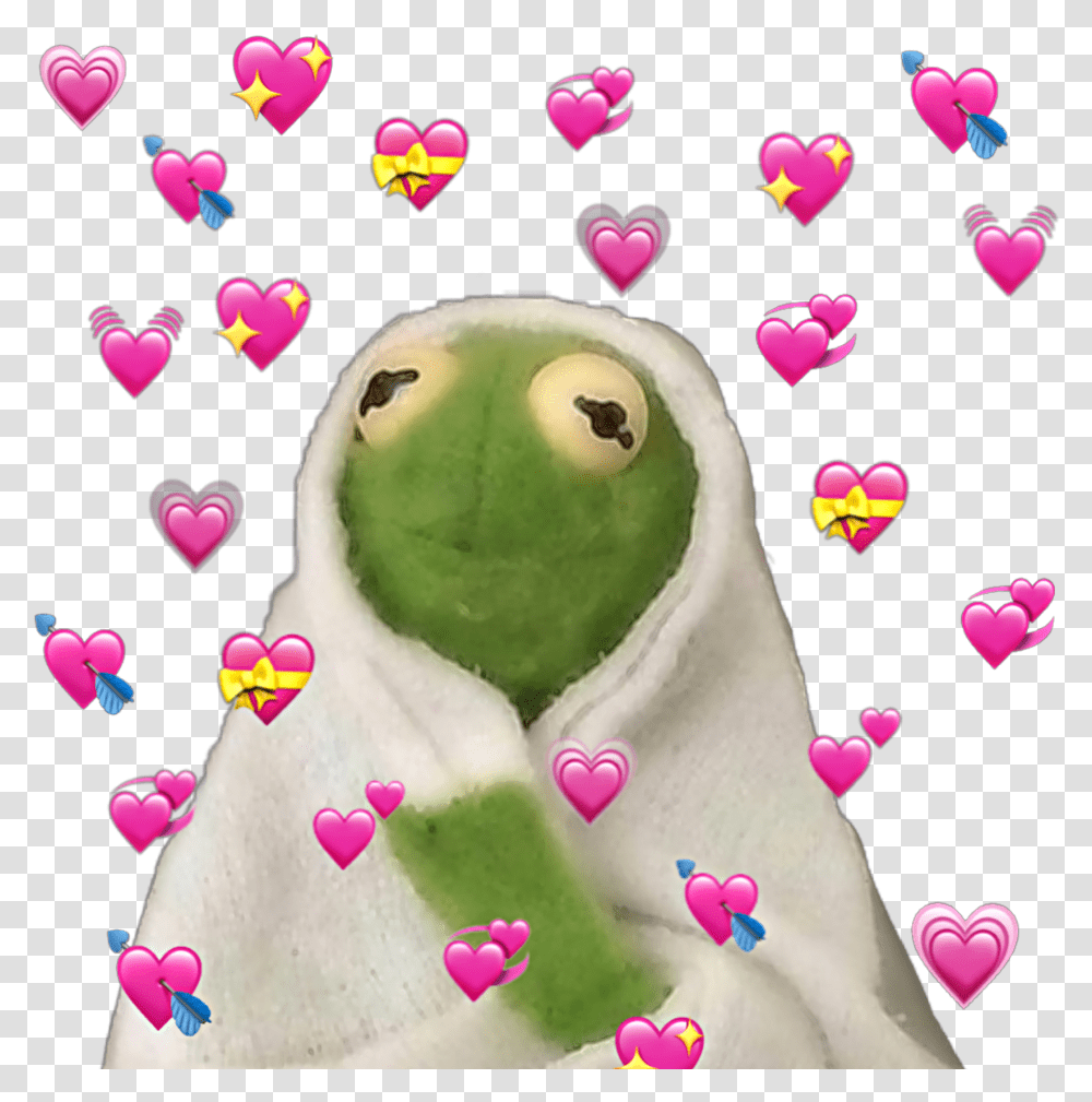 Kermit Hearts Trendy Frog Green Emoji Heart Emoji Meme, Snowman, Nature, Sweets, Food Transparent Png