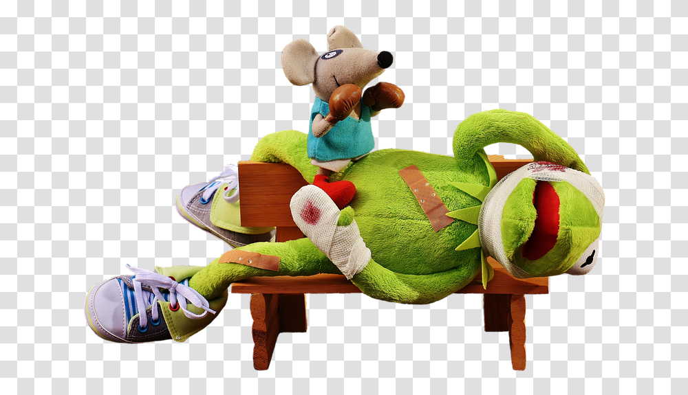 Kermit Mouse Stuffed Animal Boxing Match Injured Kermit, Toy, Plush Transparent Png
