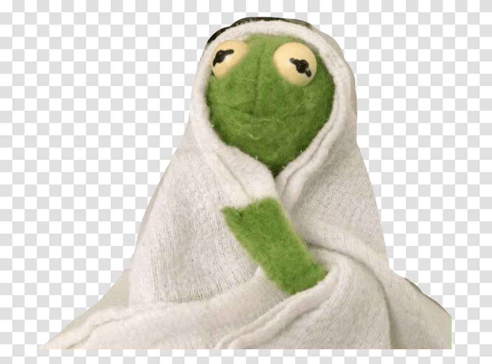 Kermit The Frog Hd Kermit In A Blanket, Plush, Toy, Towel, Animal Transparent Png
