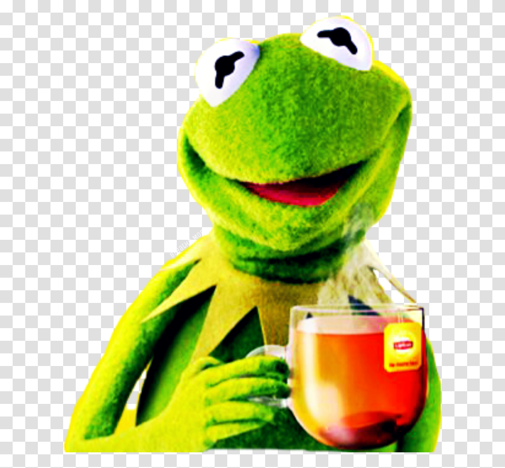 Kermitthefrog Kermit Lipton Icedtea Green Frog Sticker, Toy, Beverage, Drink, Mascot Transparent Png