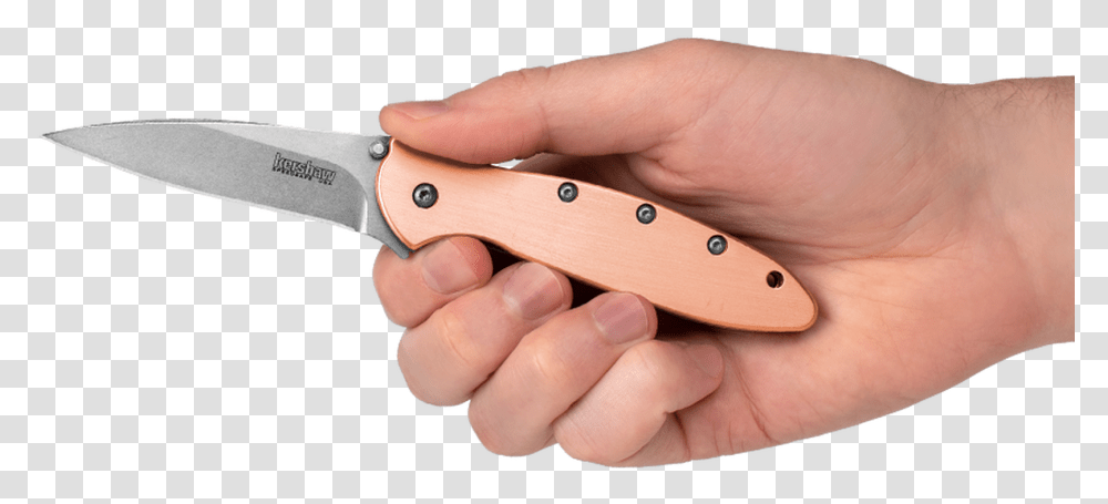 Kershaw 1660cu Leek Copper Brushed Satin Finish Utility Knife, Person, Human, Weapon, Weaponry Transparent Png
