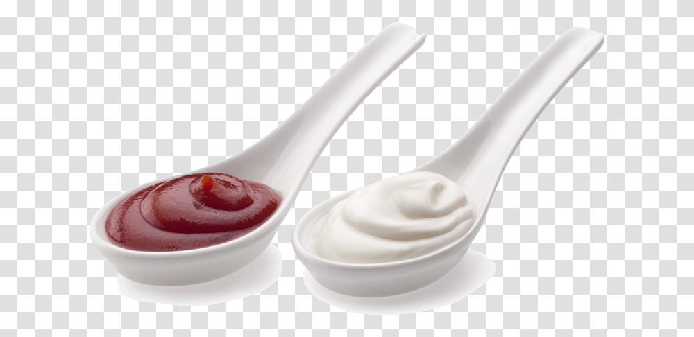 Ketchup And Mayonnaise, Spoon, Cutlery, Food, Cream Transparent Png