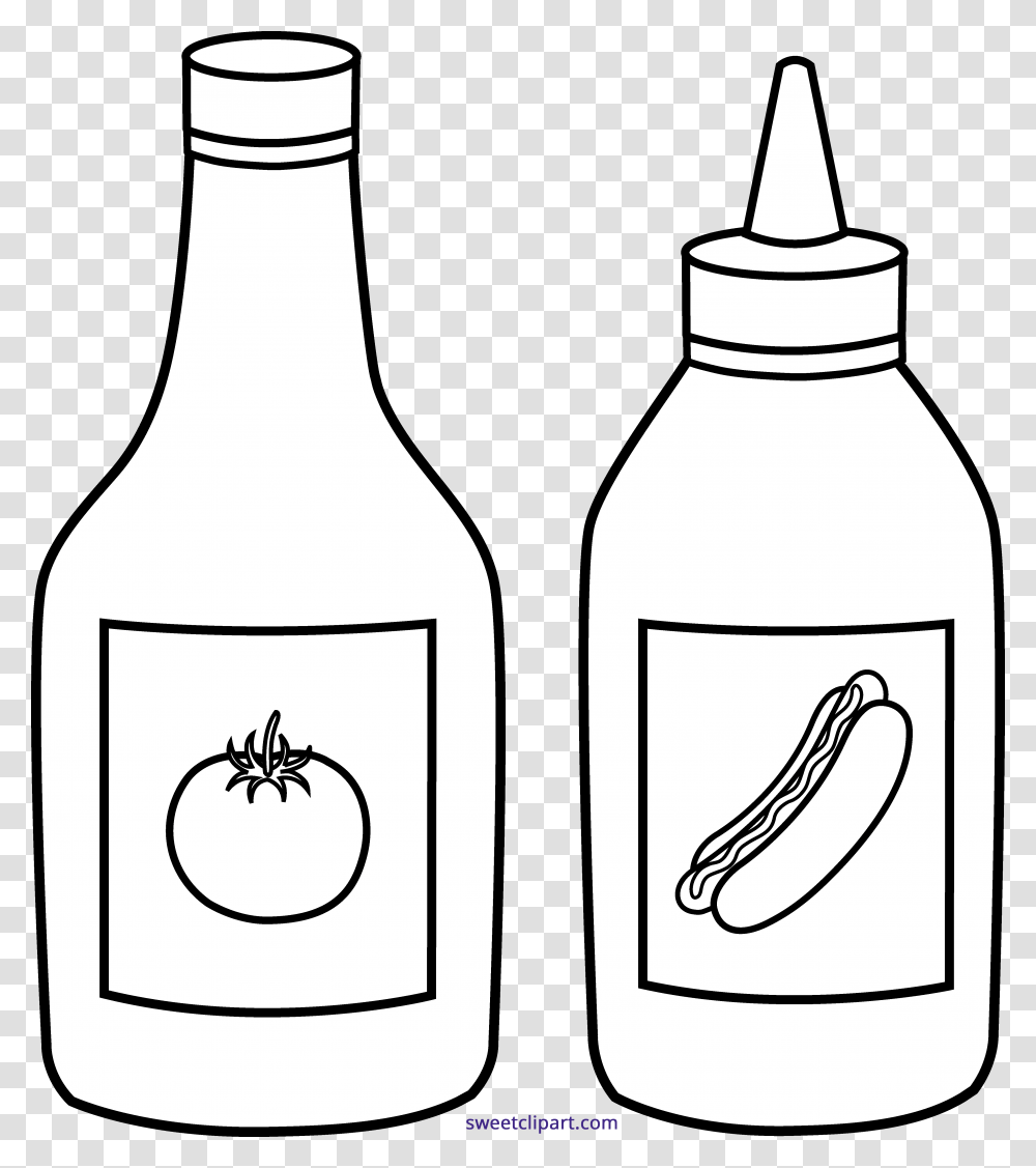 Ketchup Mustard Outline Clipart, Label, Bottle, Beverage Transparent Png