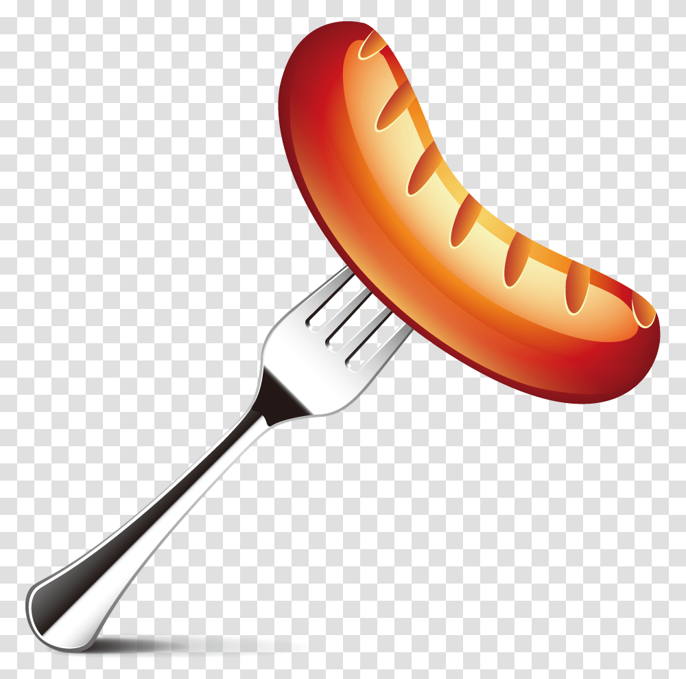 Ketchup Spoon Clip Art Black And White Sosiska Vektor, Fork, Cutlery, Food, Hot Dog Transparent Png