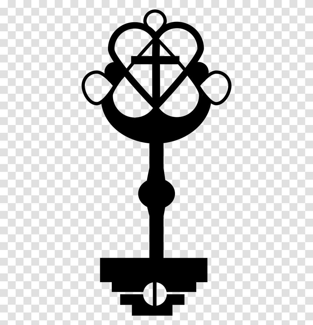 Key Design With Heart And Cross Cross, Lamp, Hand, Stencil Transparent Png