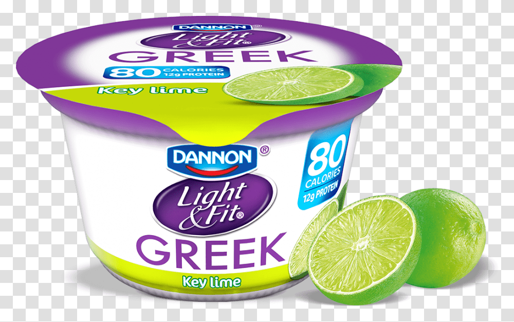 Key Lime Greek Yogurt Dannon Light And Fit Greek Yogurt, Citrus Fruit, Plant, Food, Pottery Transparent Png