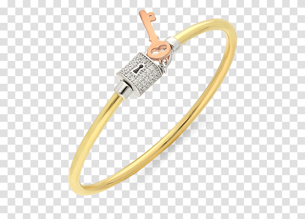 Key To My Heart Lock Bangle Tricolor Gold Diamond, Accessories, Accessory, Jewelry, Bracelet Transparent Png