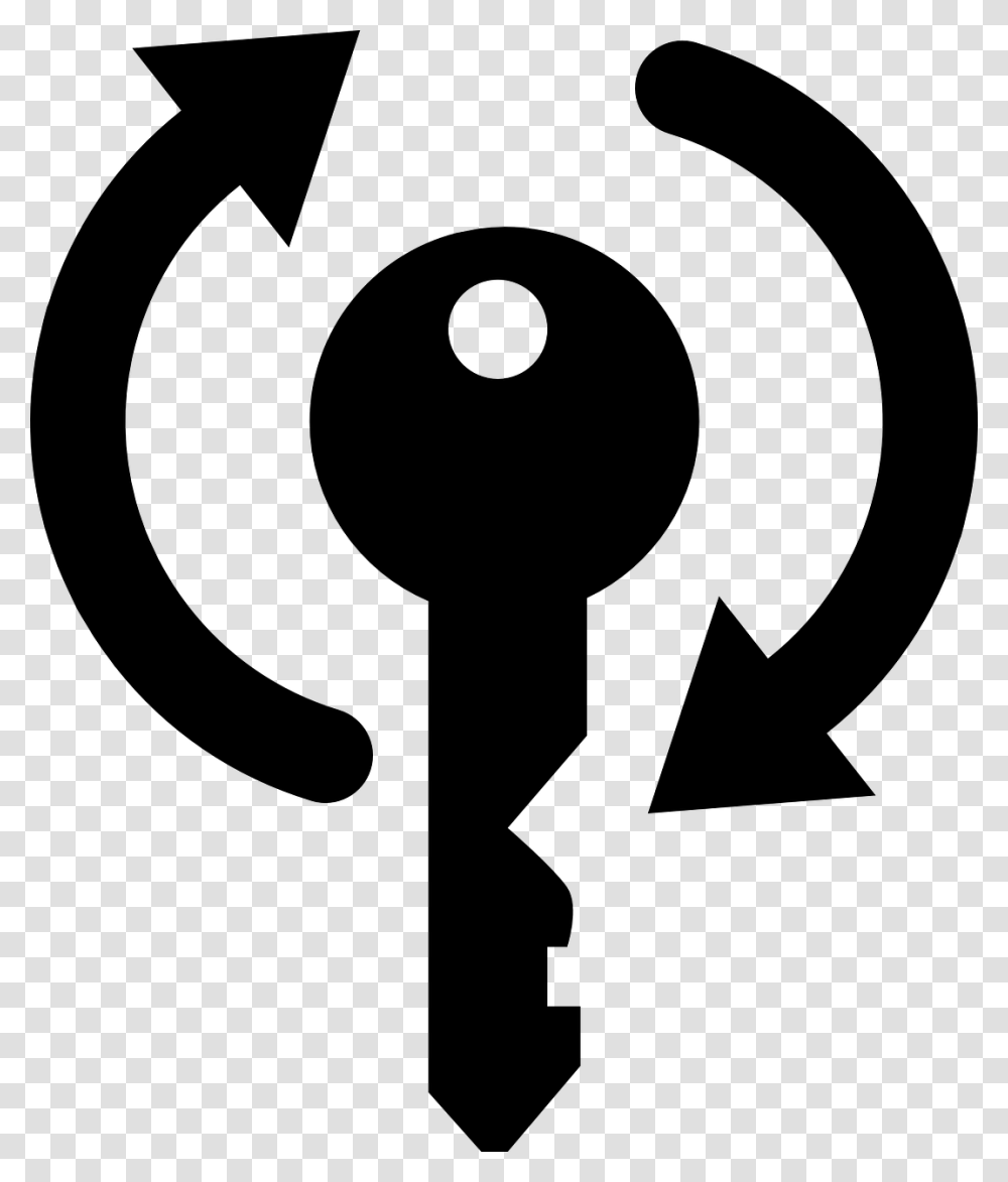 Key Turning Unlock Lock Security Black Silhouette Public Domain Key Icon, Gray Transparent Png