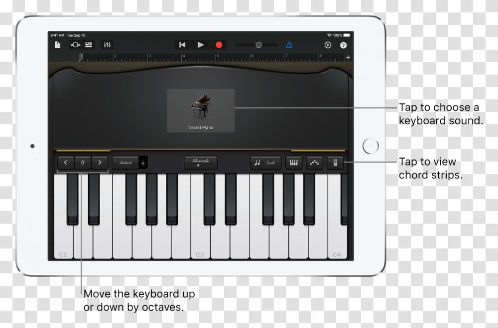 Keyboard Touch Instrument Garageband Spela Piano, Electronics, Mobile Phone, Cell Phone Transparent Png