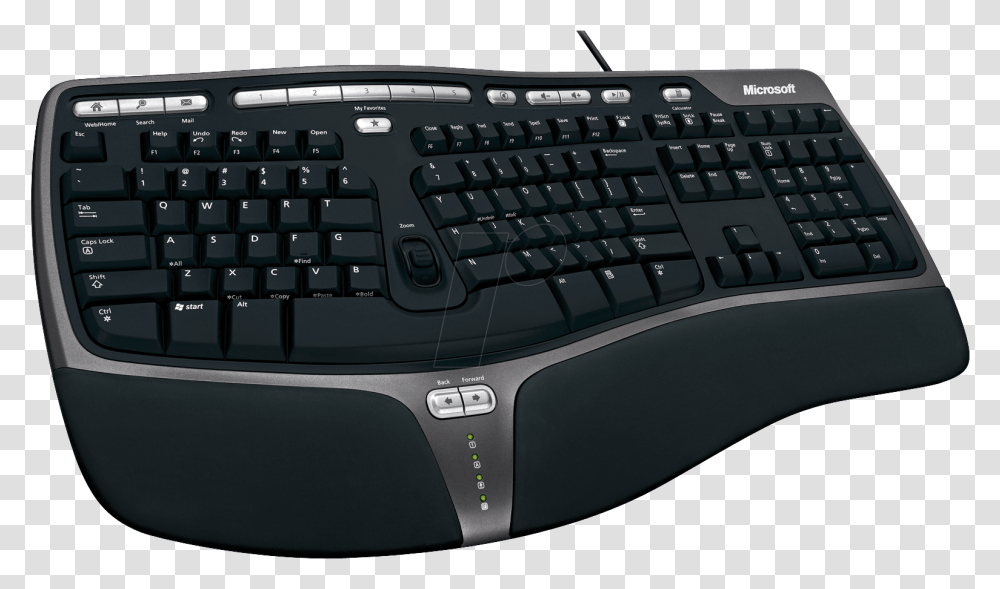 Keyboard Usb Black Ergonomic Microsoft, Computer Keyboard, Computer Hardware, Electronics, Laptop Transparent Png