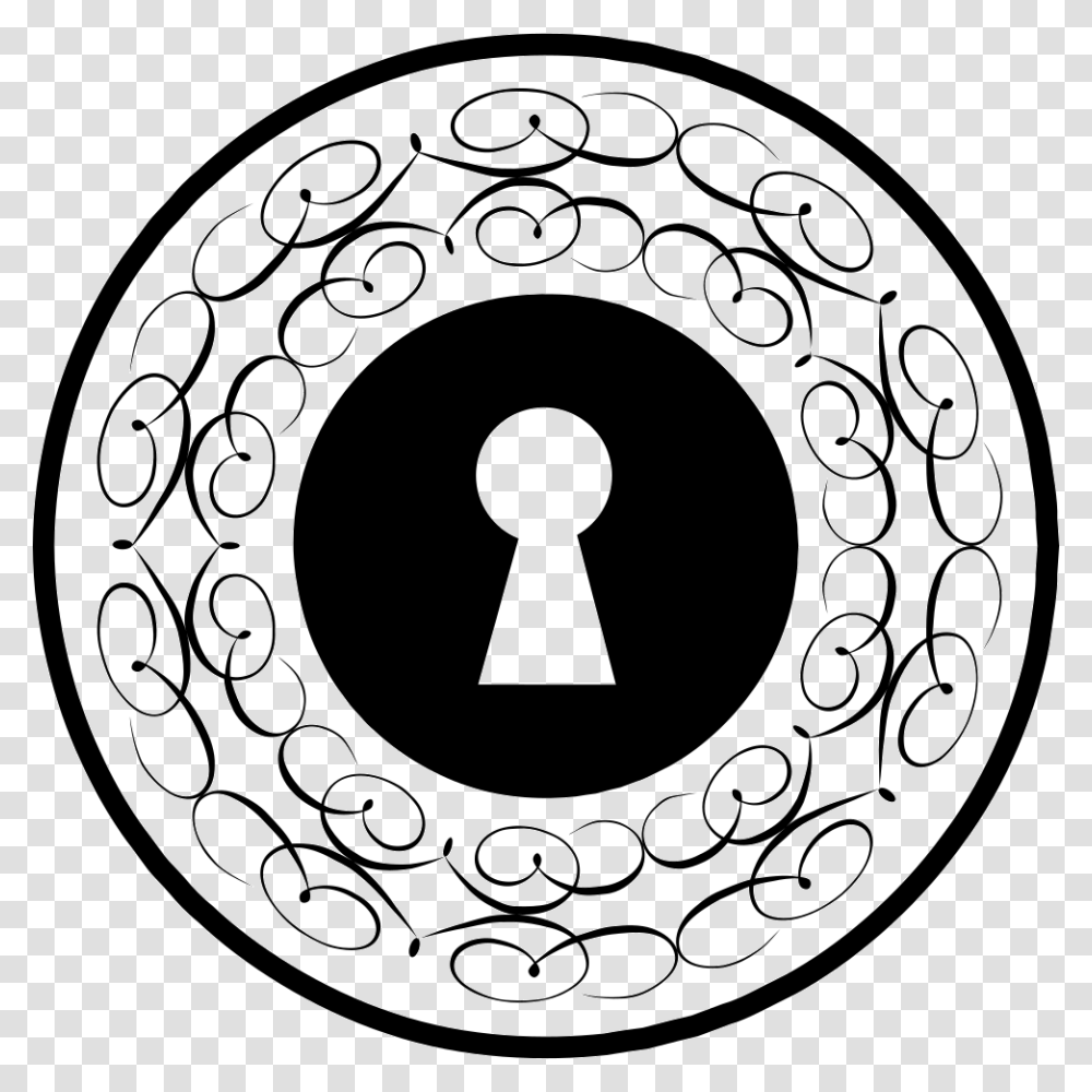 Keyhole Circle With Thin Ornamental Lines Icon Free, Lock, Rug, Security Transparent Png
