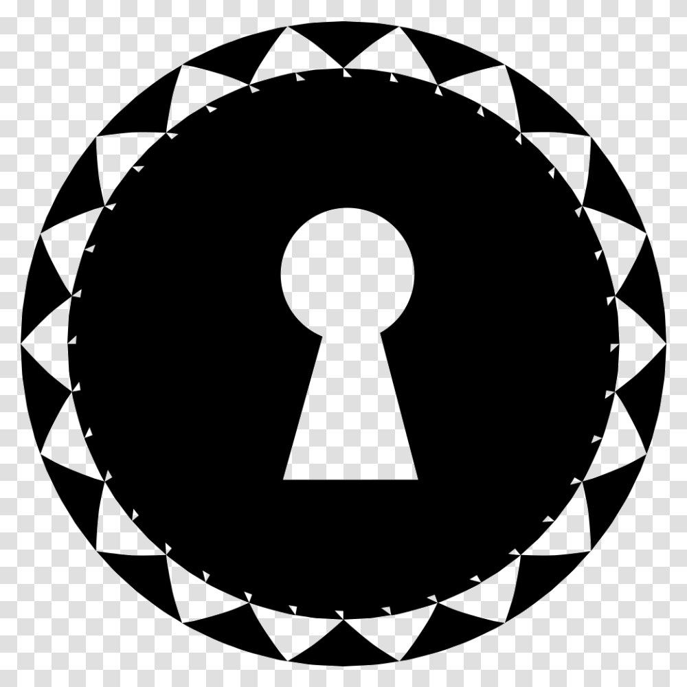 Keyhole Shape In A Circle With Small Triangles Border Icon, Lamp, Stencil Transparent Png