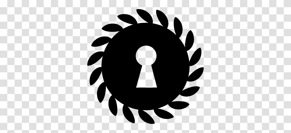 Keyhole Shape Inside A Circle With Leaves On The Border Free, Gray, World Of Warcraft Transparent Png