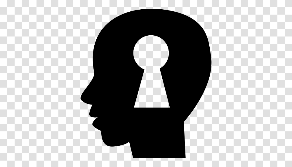 Keyhole Shape Inside A Human Bald Head Side View Silhouette, Gray, World Of Warcraft Transparent Png