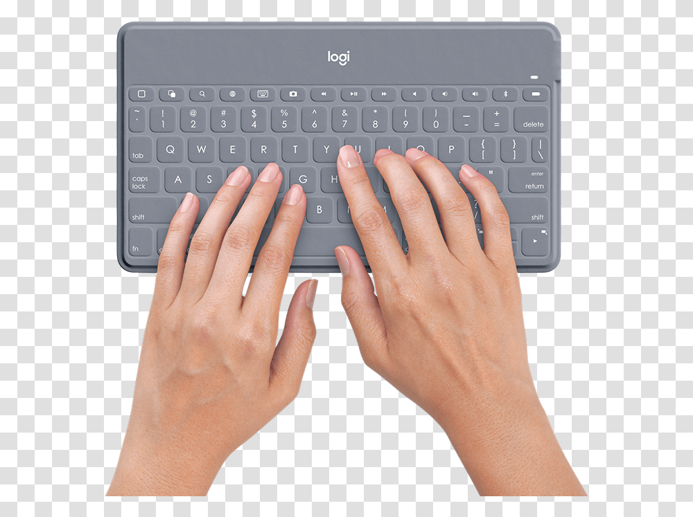 Keys To Go Logitech Keys To Go, Computer Keyboard, Computer Hardware, Electronics, Person Transparent Png