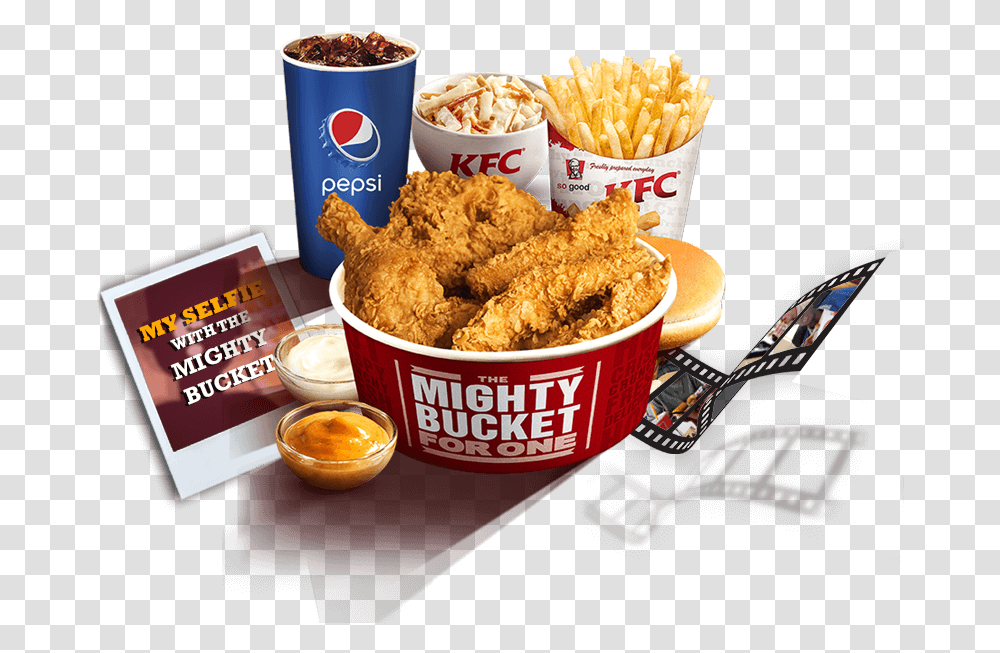 Kfc Bucket For One, Food, Fried Chicken, Fries, Nuggets Transparent Png