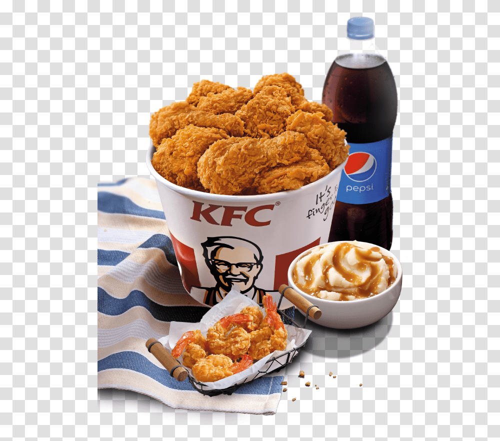 Kfc Bucket, Fried Chicken, Food, Nuggets, Person Transparent Png