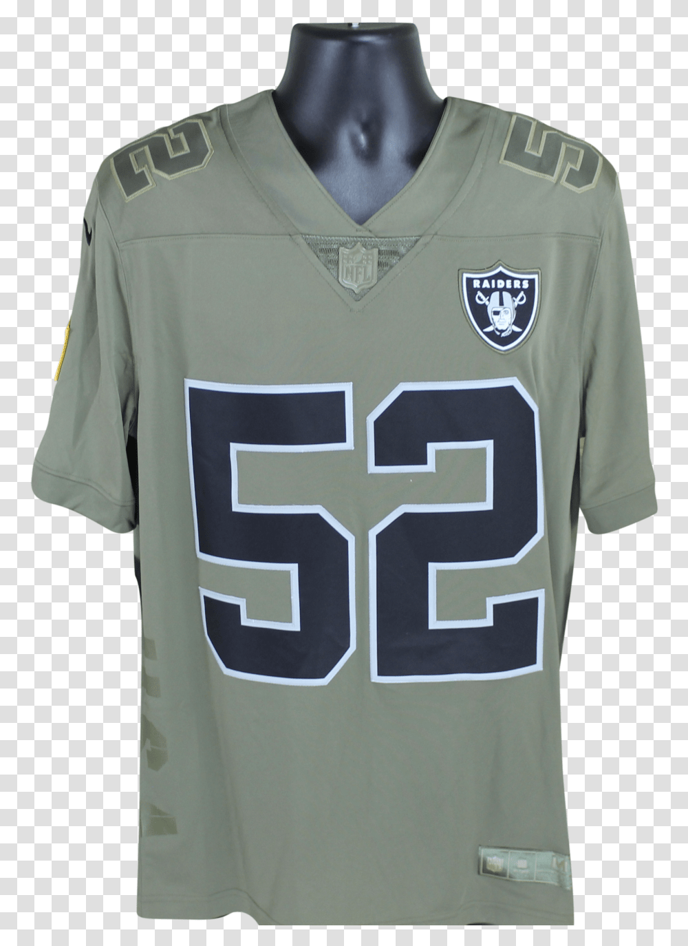 Khalil Mack Autographed Oakland Raiders Salute To Service Sports Jersey, Apparel, Shirt, Sleeve Transparent Png