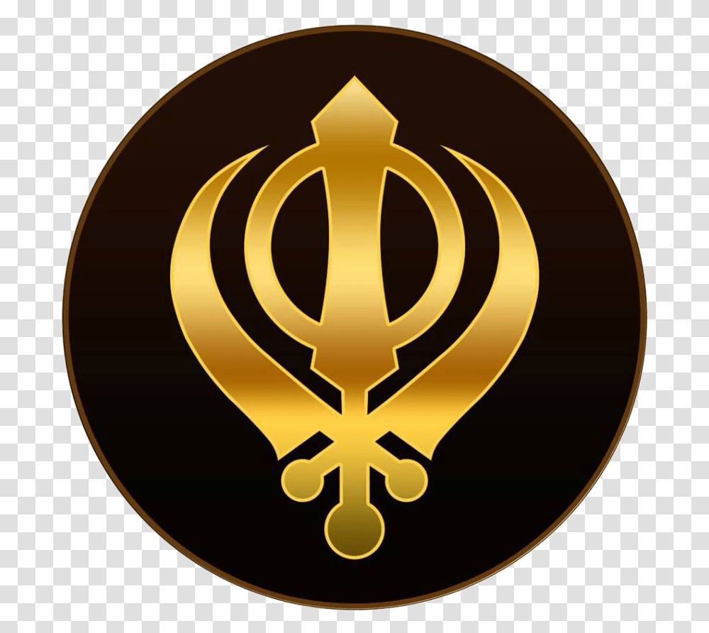 Khanda Symbol Background Smbolo De La Oscuridad, Logo, Trademark, Emblem, Gold Transparent Png