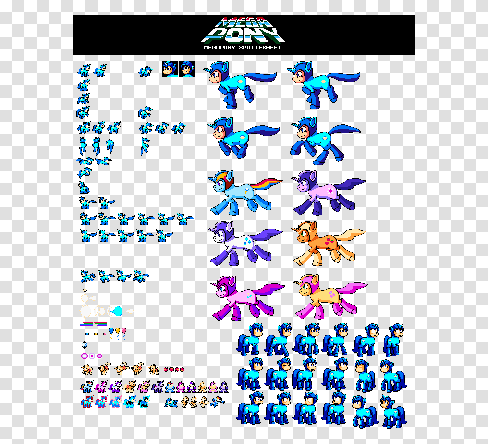 Khaomortadios Crossover Megaman Megapony Pixel Mega Pony Sprite Sheet, Paper, Advertisement, Poster, Flyer Transparent Png