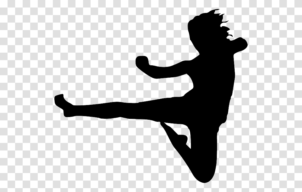 Kickboxing Karate Fight Girl Kick Sport Woman Karate Kick Clipart, Silhouette, Person, Human, Kicking Transparent Png