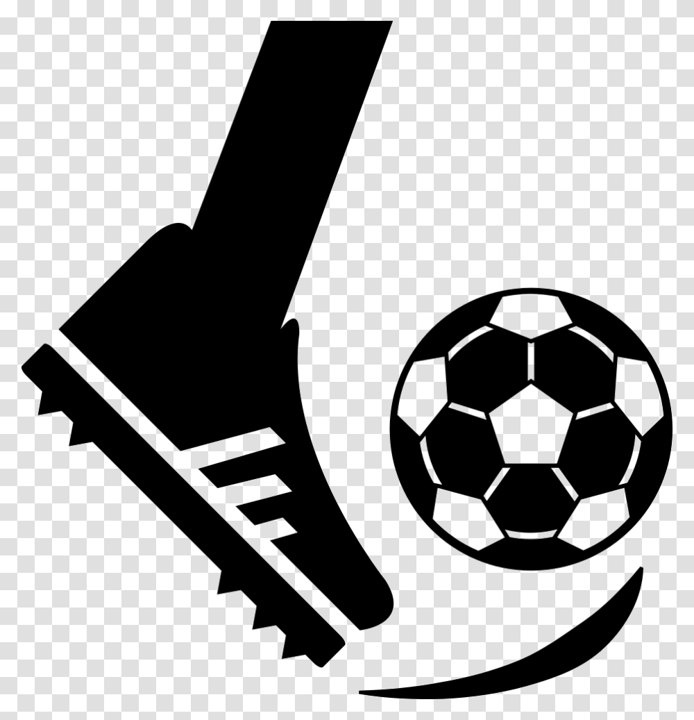Kicking A Footbal Ball Football Icon, Soccer Ball, Stencil Transparent Png