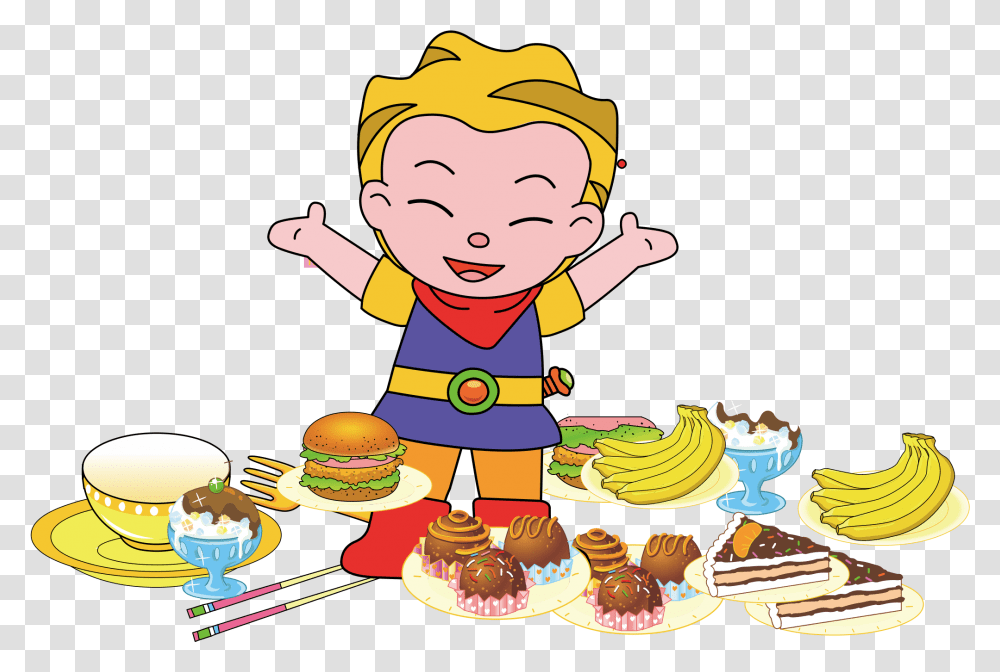 Kid Eating Cake Cartoon Kid Eating, Person, Dessert, Food, People Transparent Png