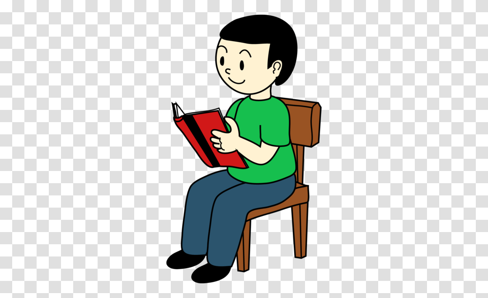 Kid In Chair Clipart, Reading, Girl, Female, Furniture Transparent Png