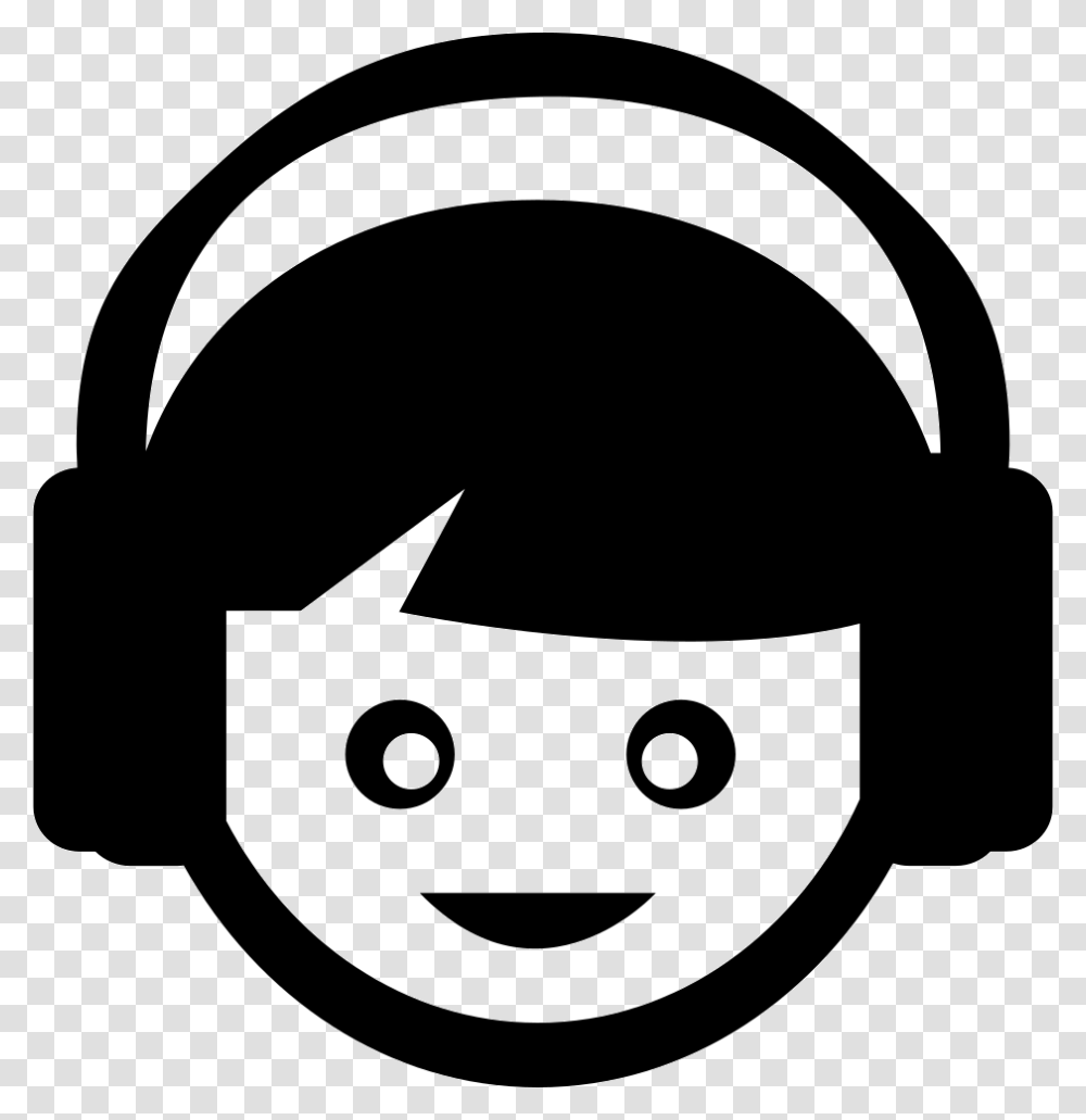 Kid Listening Music With Headphones Icon Free Download, Stencil, Electronics, Headset, Logo Transparent Png
