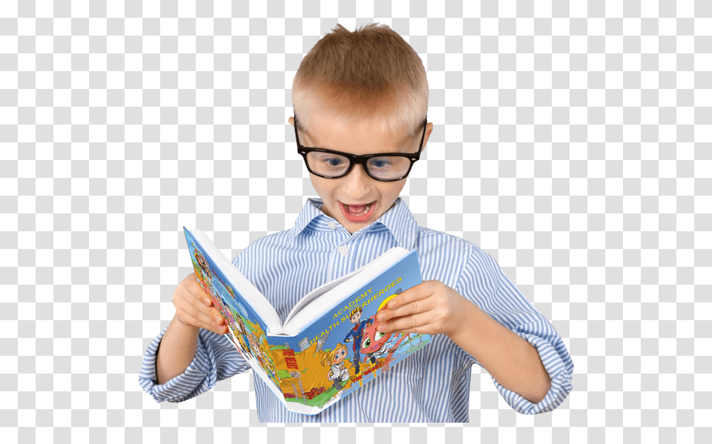 Kid Reading Academy For Health Superheroes Book Reading, Person, Human, Boy, Photography Transparent Png