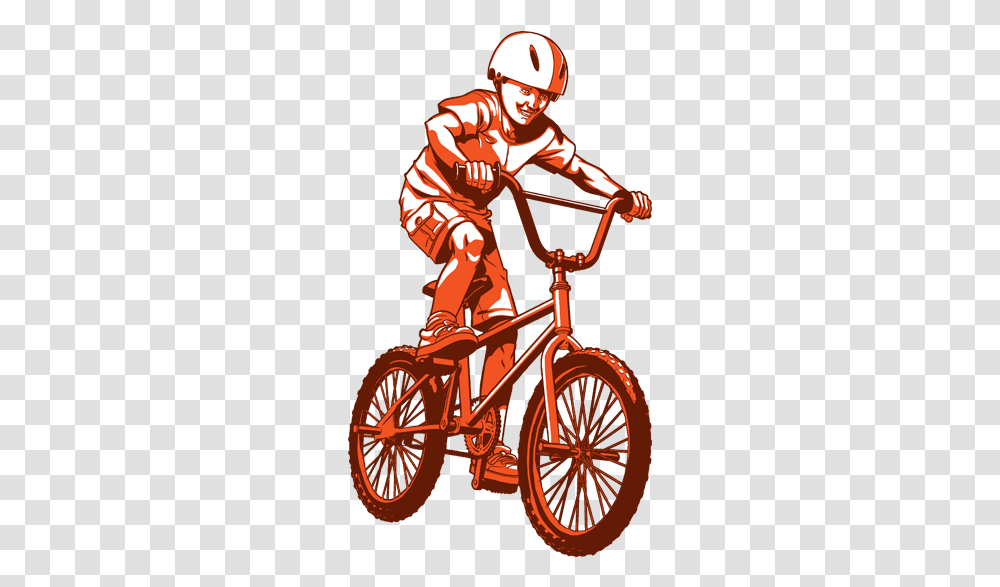 Kid Riding On His Bmx Bike Hybrid Bicycle, Vehicle, Transportation, Helmet Transparent Png