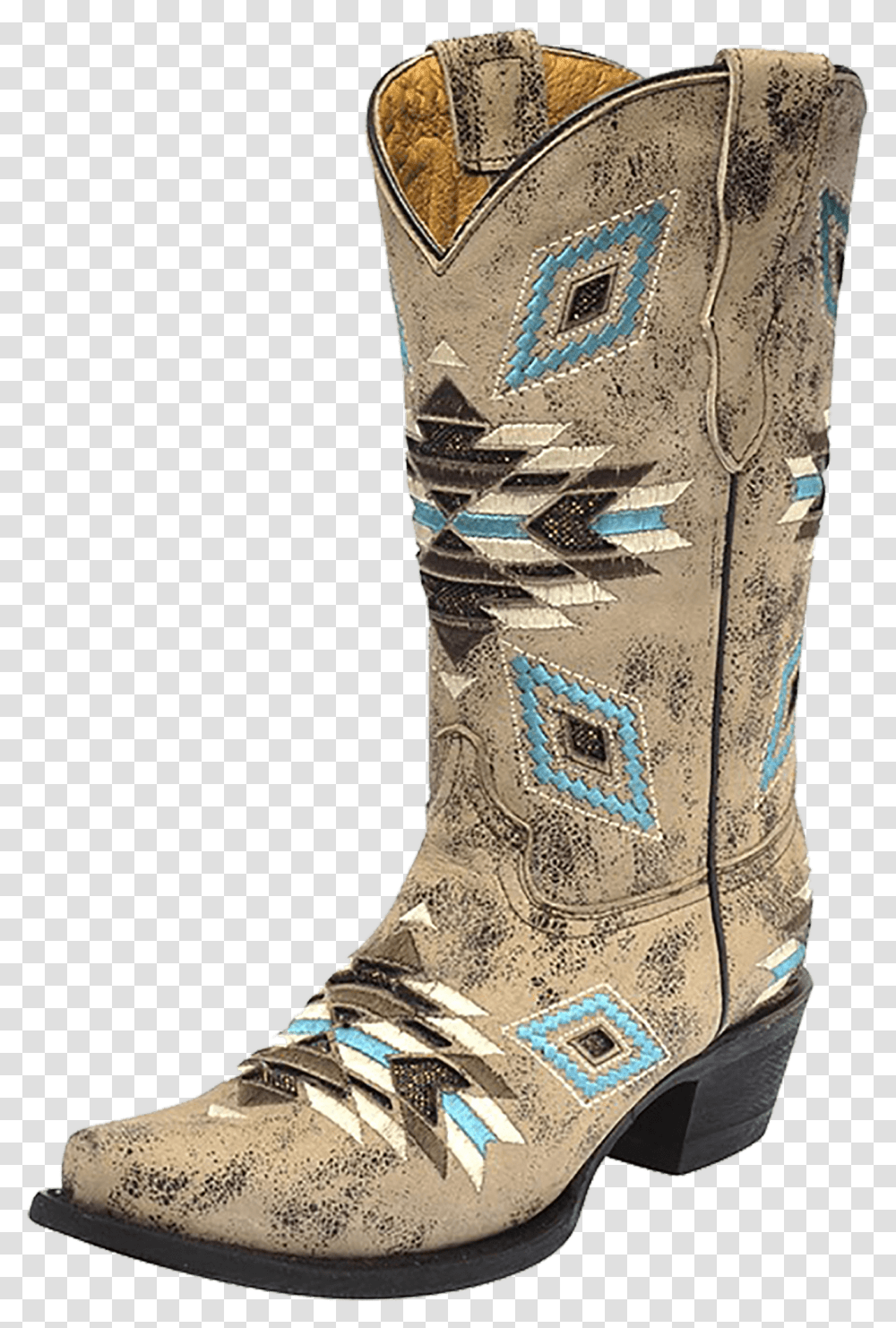 Kid's Corral Aztec Pattern Boot Cowboy Boot, Apparel, Footwear, Shoe Transparent Png