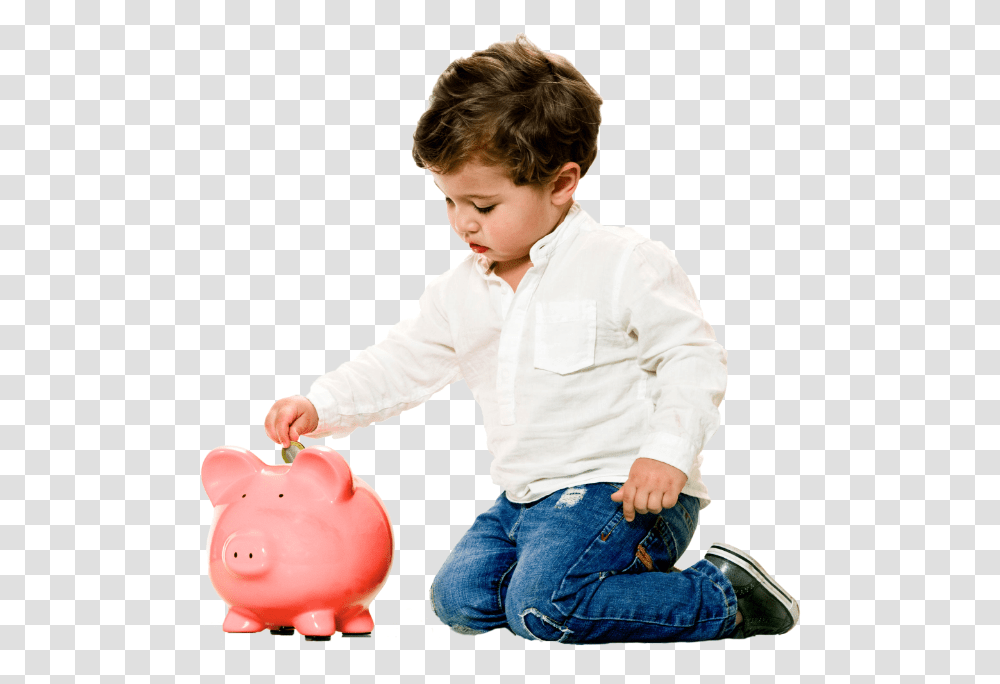 Kid Sitting Child, Person, Human, Piggy Bank, Boy Transparent Png