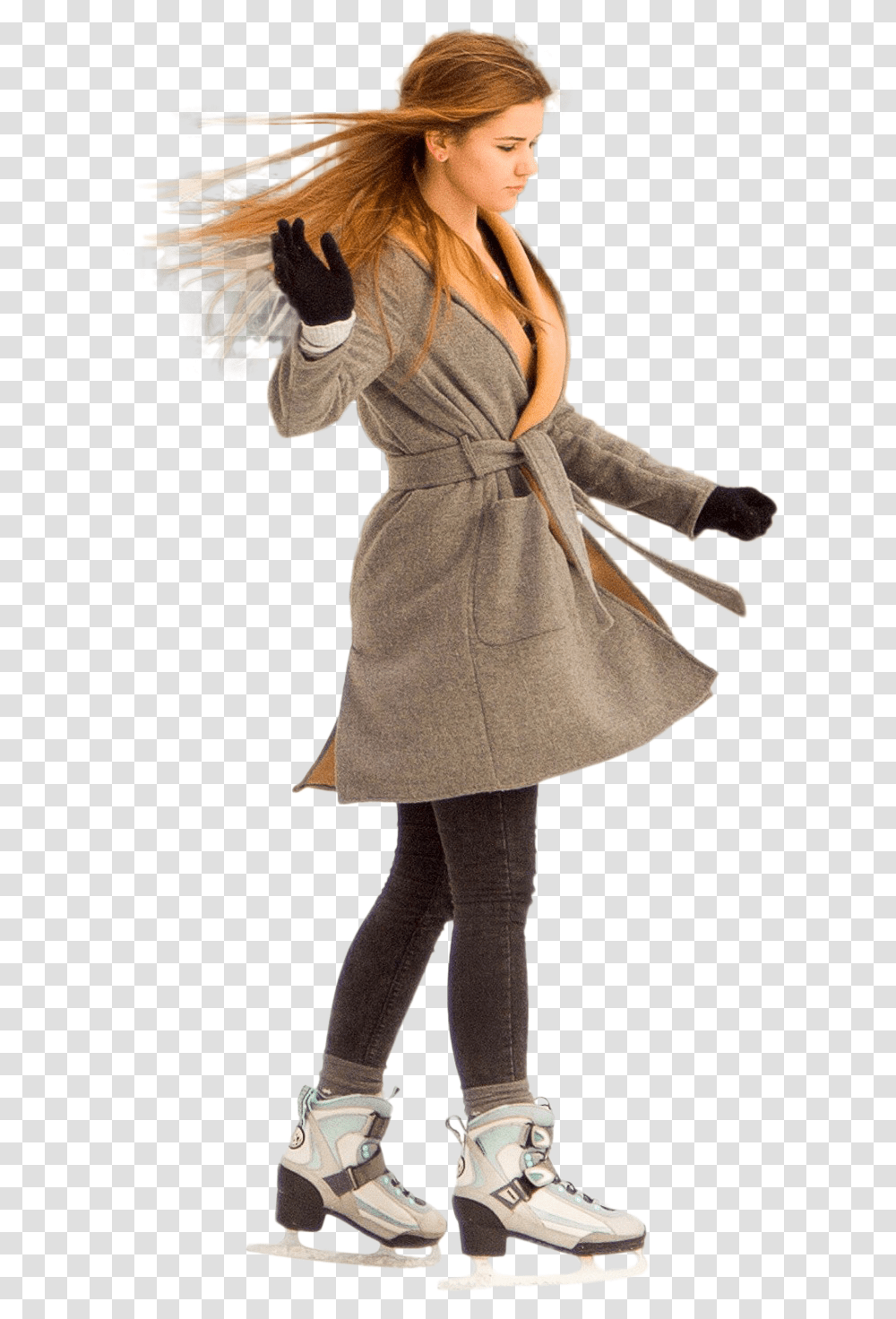 Kid Standing Ice Skating Girl, Dress, Coat, Person Transparent Png